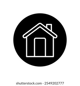 A black and white icon of a house