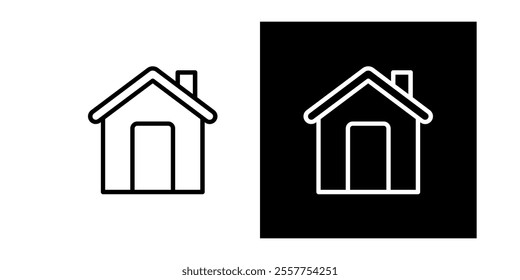 A black and white icon of a house
