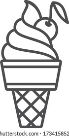 Black and White icon of ice cream for cafes and restaurants