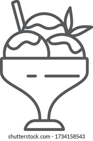 Black and White icon of ice cream for cafes and restaurants