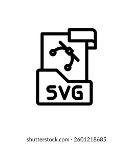 Black and white icon illustrates a file format symbol, perfect for illustrating vector graphics and file compatibility concepts in technology resources.