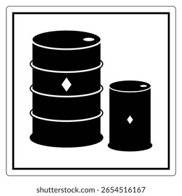 Black and White Icon of Industrial Drums and Barrels for Storage Use