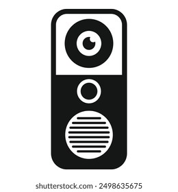 Black and white icon of an intercom system providing clear communication and peace of mind