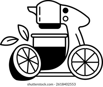 black and white icon of a juice extractor machine