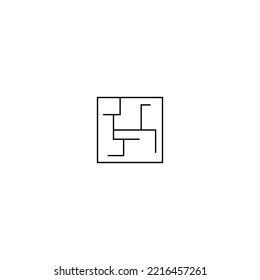 Icono blanco y negro, laberinto