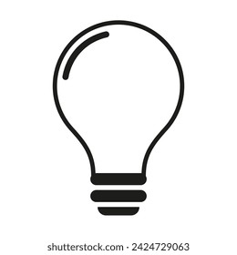 Un icono blanco y negro de una bombilla sobre un fondo blanco
