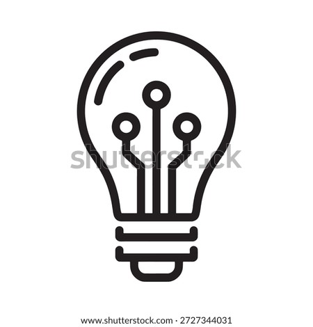 a black and white icon of a light bulb with circuit lines inside