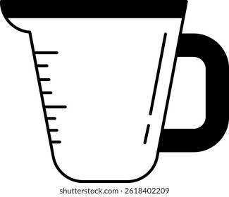 black and white icon of a measuring cup