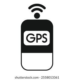 Black and white icon of a mobile gps device sending a location signal