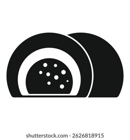 Black and white icon of mochi, a traditional japanese dessert