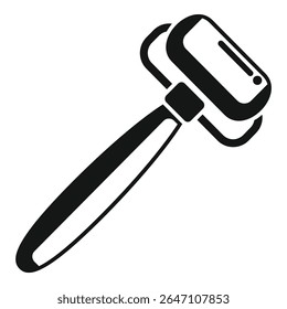 Black and white icon of a modern electric razor with sharp blades for a clean shave