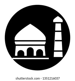 black white icon of the mosque where Muslims worship