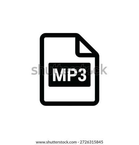 a black and white icon of an mp3 file