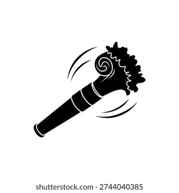A black and white icon of a party blower, a festive accessory used for celebrations and events.