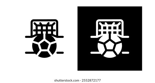 Ein schwarz-weißes Symbol eines Elfmeterschießens, Fußball