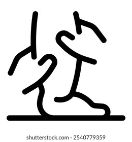 Black and white icon of a person practicing a yoga pose on the floor, stretching their body