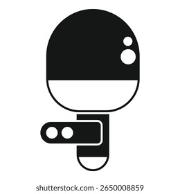 Ícone preto e branco de uma raquete de pingue-pongue, representando o conceito de tênis de mesa