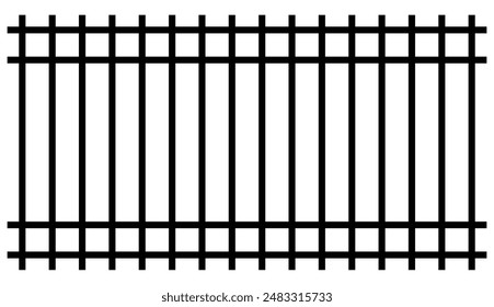 black and white icon  prison metal bars isolated on a white background. Iron jail cage template for criminal or sentencing designs