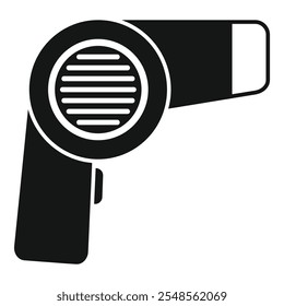 Black and white icon of a professional hair dryer with its air intake grille in focus