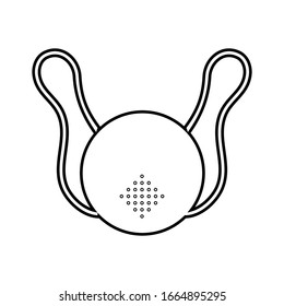 Black and white icon of a protective gauze paper medical disposable mask with a respirator against the dangerous virus covid 019 coronavirus epidemic pandemic disease. Vector illustration.