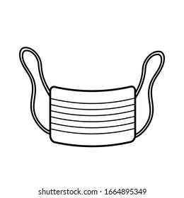 Black and white icon of a protective gauze paper medical disposable mask with a respirator against the dangerous virus covid 019 coronavirus epidemic pandemic disease. Vector illustration.