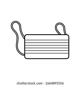 Black and white icon of a protective gauze paper medical disposable mask with a respirator against the dangerous virus covid 019 coronavirus epidemic pandemic disease. Vector illustration.