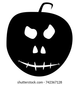 Black and white icon. Pumpkin on white background. A symbol of Halloween. Vector for web application sites