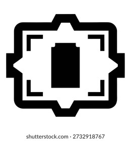 Icono en blanco y negro que representa el enfoque o la retícula de encuadre de una cámara, utilizado para componer o segmentar en Fotografía Video y fotografía.