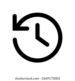 Um ícone preto-e-branco representando um relógio com uma seta curva indicando um evento passado ou histórico.