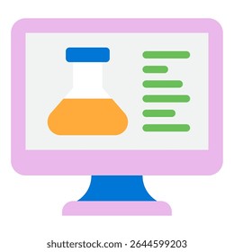 Black and white icon representing data analysis, research, and scientific computing on digital interfaces.