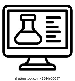Black and white icon representing data analysis, research, and scientific computing on digital interfaces.