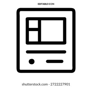 Un icono en blanco y negro que representa un diseño de monitor de computadora temprano con un marco simple.
