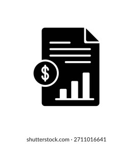 Black and White Icon Representing Financial Report or Economic Performance Document