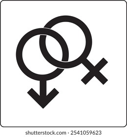 Icono blanco y negro que representa símbolos de género para hombre y mujer