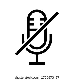 A black and white icon representing a microphone that is muted or turned off.