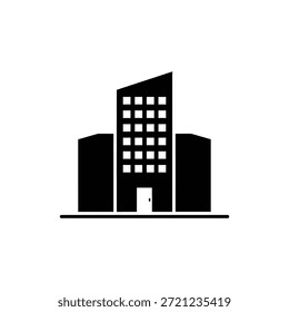 Ícone preto-e-branco que representa um edifício de escritórios de vários andares