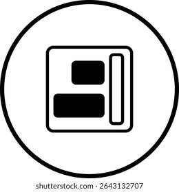 Black and White Icon Representing a User Interface Layout Within a Circle Border