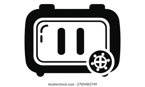 Icono blanco y negro que representa un dispositivo esterilizador UV para desinfección.