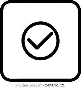 A black and white icon resembling a check mark enclosed in a square