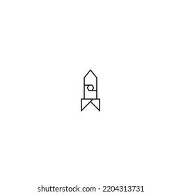 Black and white icon, rocket