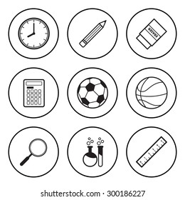 The Black and white icon for school and sport concept