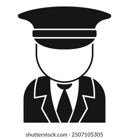 Black and white icon of a security guard wearing a uniform