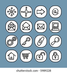 black and white icon set - internet symbols - others of same series : http://www.shutterstock.com/lightboxes.mhtml?lightbox_id=829090