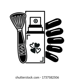 Das Schwarz-Weiß-Symbol ist ein Satz von Werkzeugen für Nagelverlängerungen in einem flachen Stil für das Design von Visitenkarten oder Logos. Wechseln Sie Nägel mit Acryl-, Gel- oder Nagelspitzen.