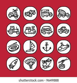 black and white icon set - transportation