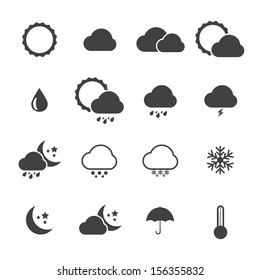 Black and White Icon set of weather.VECTOR eps 10