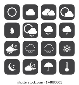 Black and White Icon set of weather.VECTOR eps 10