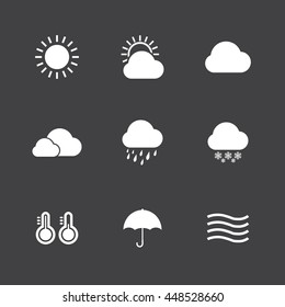 Black and White Icon set of weather.VECTOR eps 10
