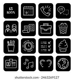 Black and White Icon sheet isolated background