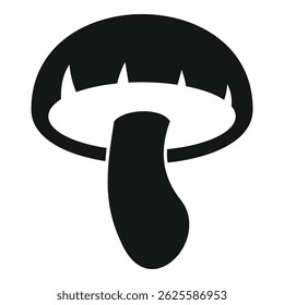 Black and white icon of a shiitake mushroom, a healthy ingredient frequently used in asian cuisine